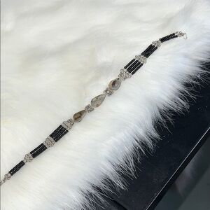 Black and Silver Beaded Ankle Bracelet